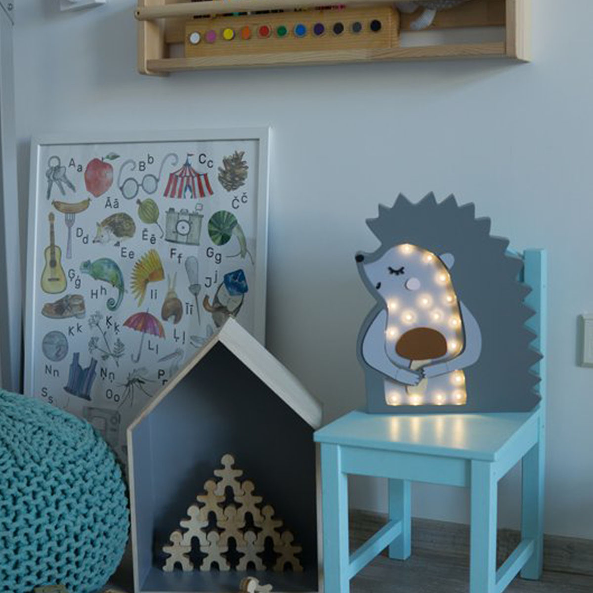 LED Kinder Nachtlicht Igel, aus Holz, handgemacht