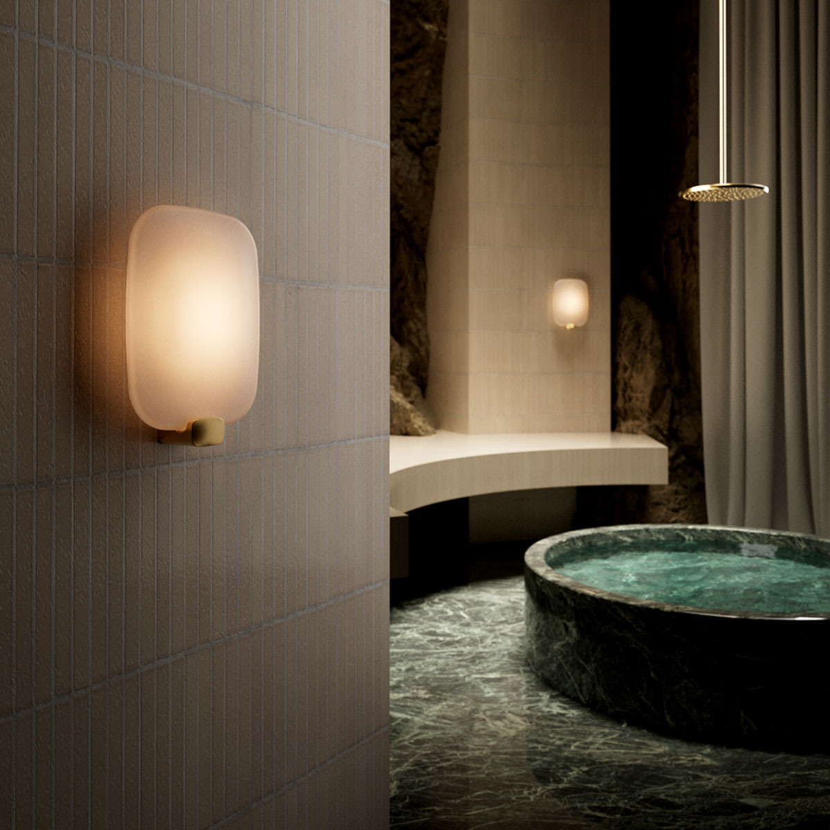 Light me Tender Wandleuchte IP44 Vertical in Gold Weiß – moderne Designerleuchte des Herstellers DCW Editions geeignet für den Eingangsbereich auch für Badezimmer geeignet