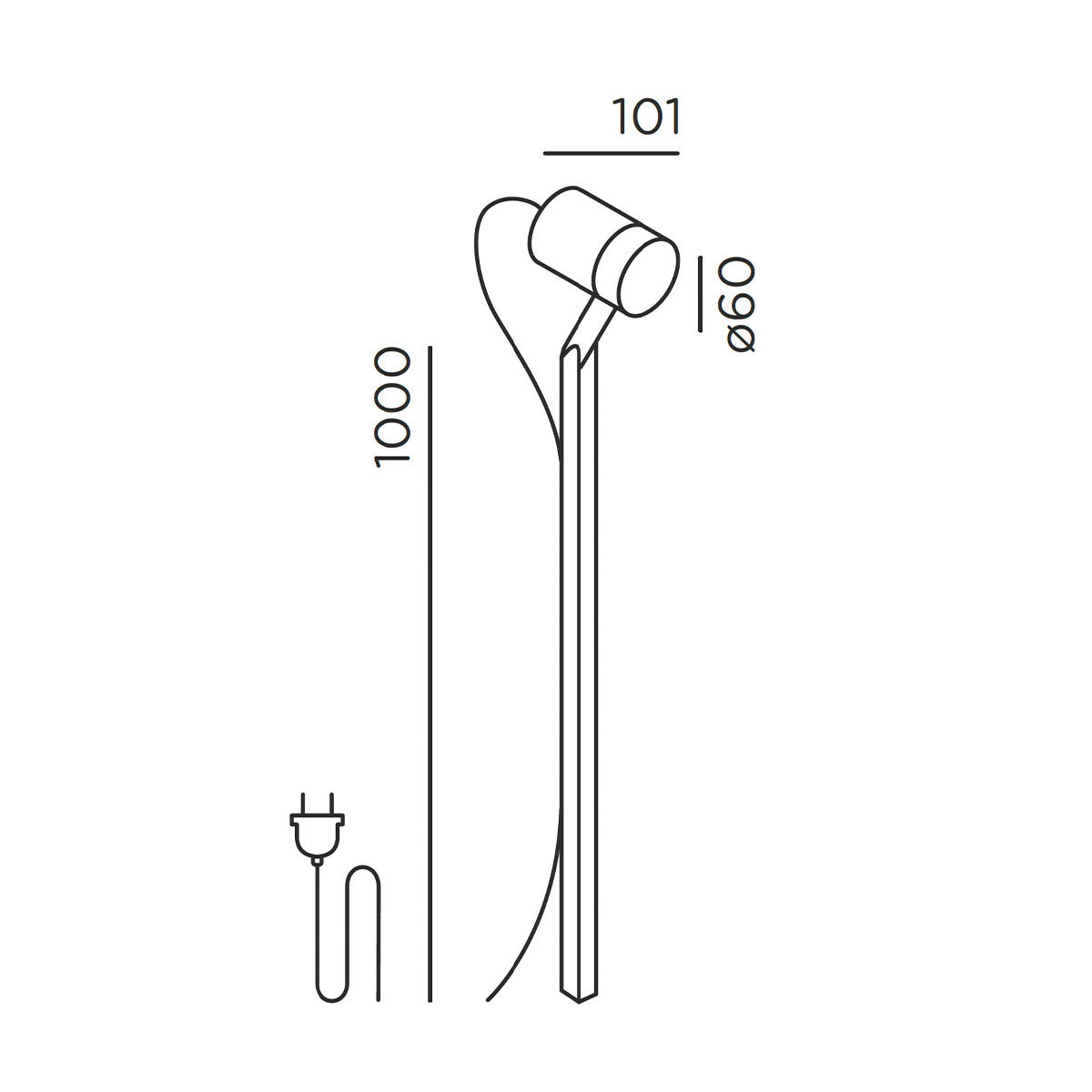 piek Erdspießleuchte, Schuko Stecker, Anthrazit, H: 100 cm