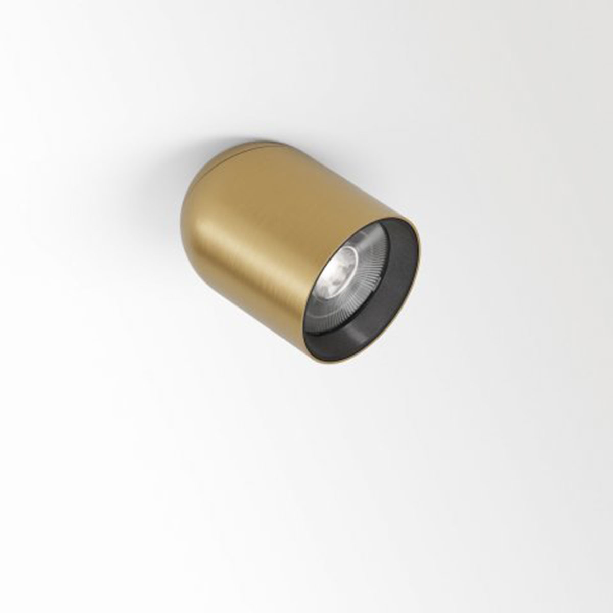 DeltaLight OBIN ON 93036 DIM5 Aufbaustrahler, Ø: 9 cm, L: 11,2 cm Gold gebürstet, Warmweiß 3000K, 36° gebürstet Weiß Modern & neutral – exklusive für Wohnzimmer schwenkbar & drehbar