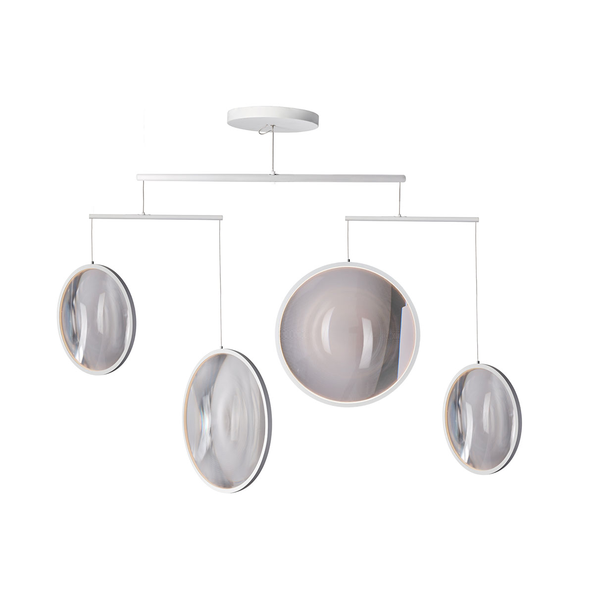 Focus x4 Pendelleuchte, H: 72,3 cm Weiß 4-flammig – elegante Designerleuchte von DCW Editions ideal über einer Kochinsel