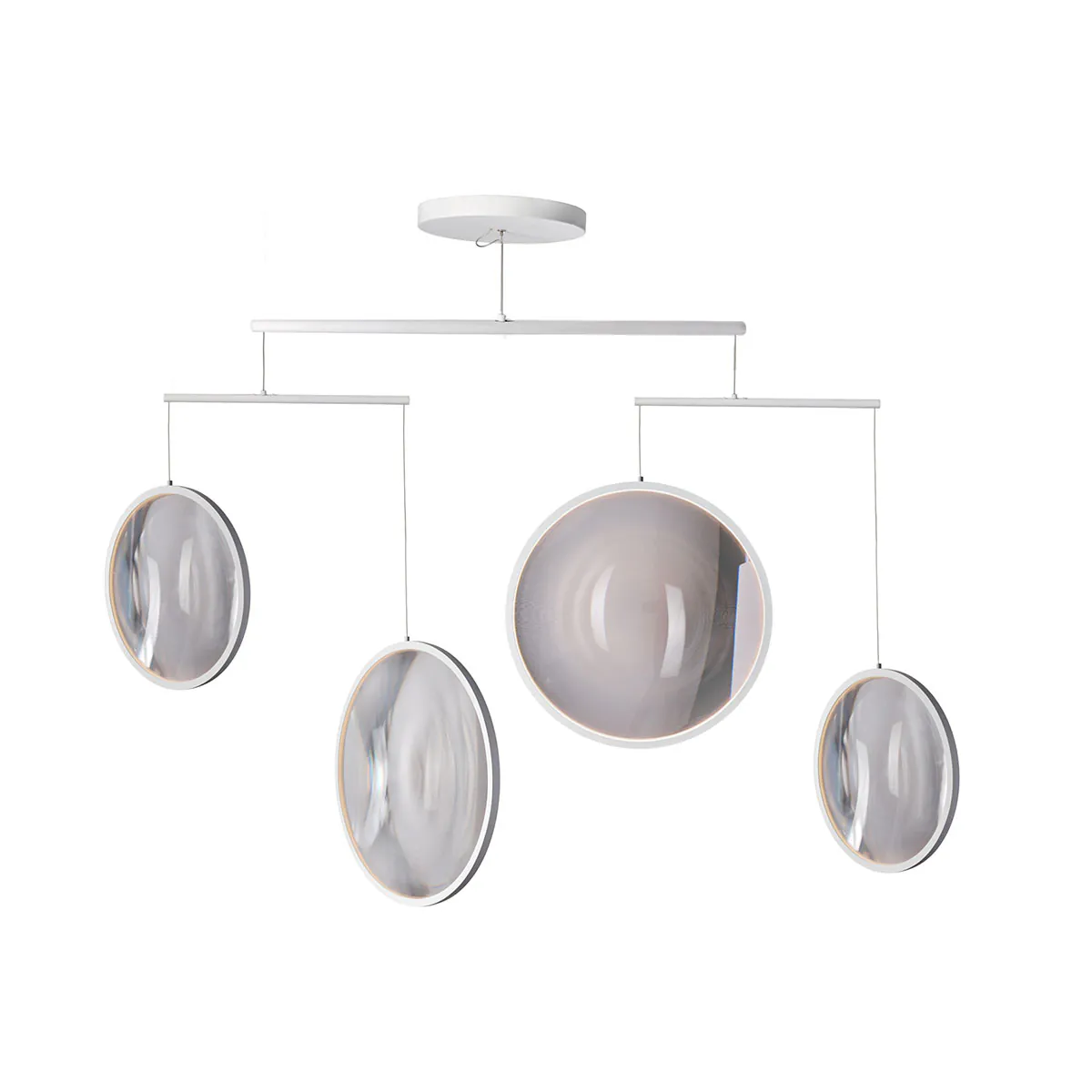 Focus x4 Pendelleuchte, H: 72,3 cm Weiß 4-flammig – elegante Designerleuchte von DCW Editions ideal über einer Kochinsel