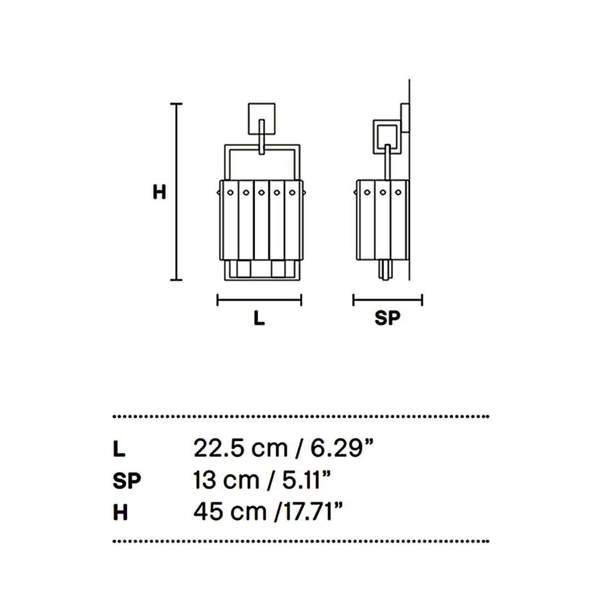 Masiero Crek A2 Wandleuchte Wandleuchten - technische Zeichnung