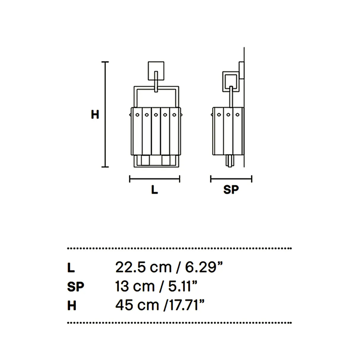Masiero Crek A2 Wandleuchte Wandleuchten - technische Zeichnung