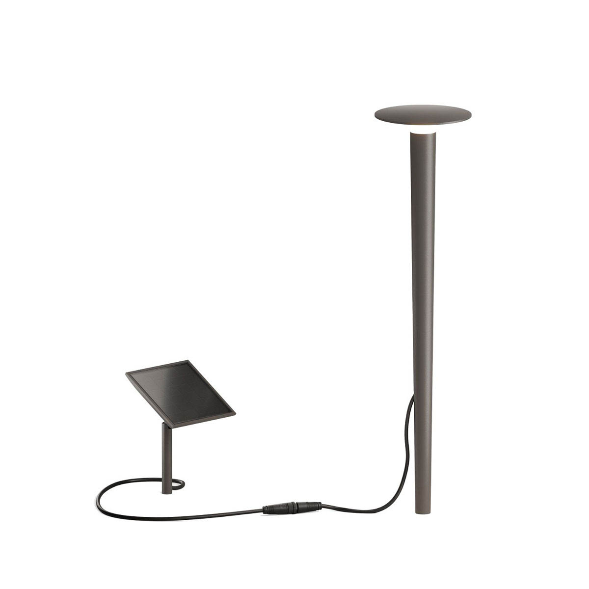 IP44.de lix spike solar Erdspießleuchte, H: 85 cm, Cool Brown Längliche Erdspießleuchte braun mit Solarpanel und schwarzem Verbindungskabel