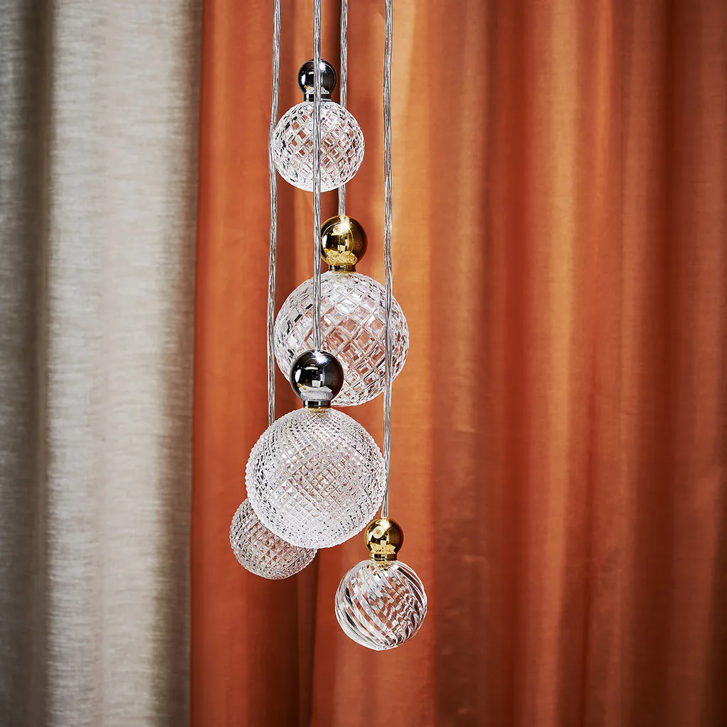 Uva Pendelleuchte Crystal L Ø 10 cm, Swirl, Silber, für Multi-Baldachin