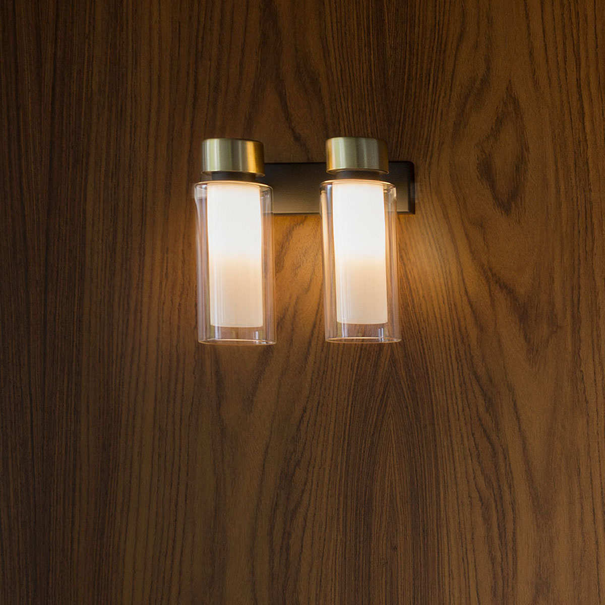 Osman 560.42 Wandleuchte 2-flammig, Schwarz Matt / Schwarz Chrom & Rauchglas