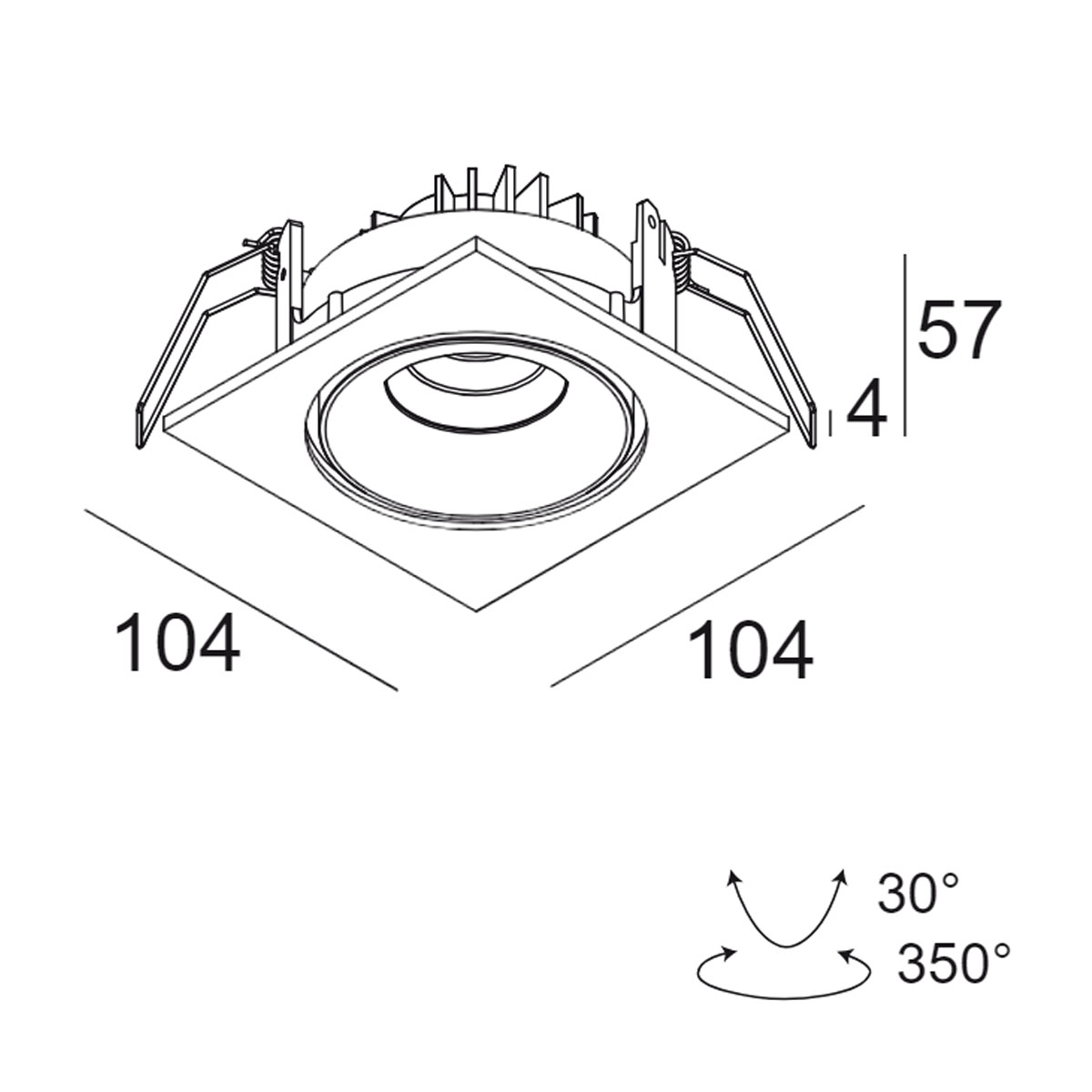 REO S OK 93050 S1 Einbaustrahler, L: 10,4 cm, B: 10,4 cm, Warmweiß 3000K, 50°