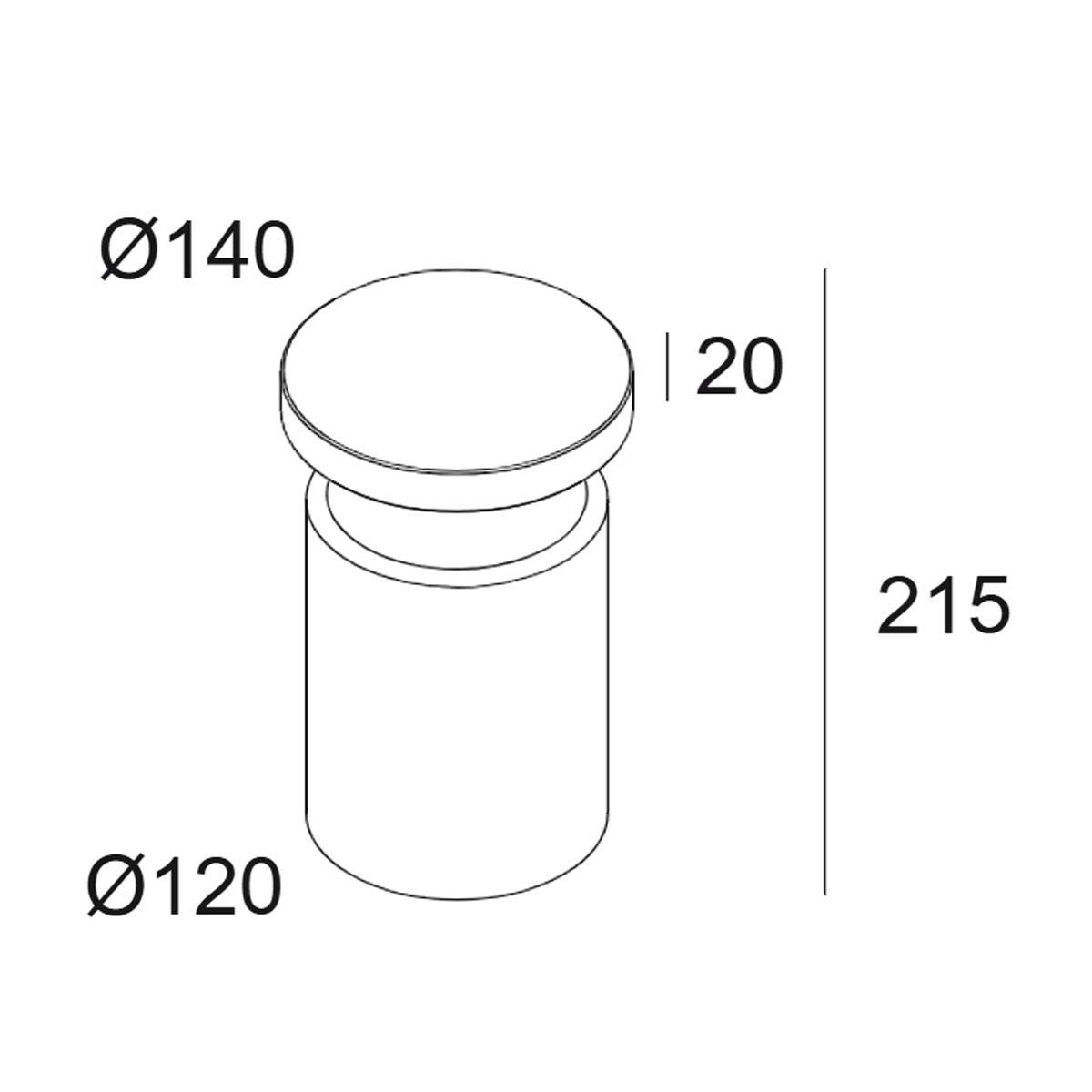 Delta Light BAZIL Pollerleuchte, Anthrazit-Alu Eloxiert, H: 21,5 cm