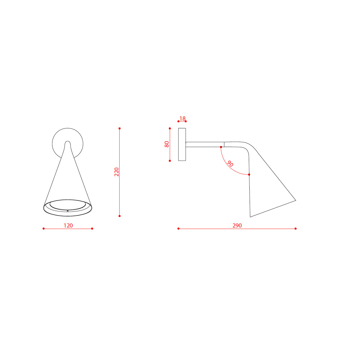 Technische Zeichnung TOOY Gordon 561.42 Wandleuchte, Schwarz Matt & Messing, T: 29 cm Technische Zeichnung TOOY Gordon 561.42 Wandleuchte, Schwarz Matt & Schwarz Chrom, T: 29 cm