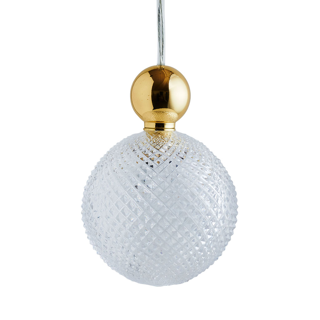 Uva Pendelleuchte Crystal L Ø 10 cm, Mini check, Gold, mit Einzelbaldachin Uva Pendelleuchte Crystal L Ø 10 cm, Mini check, Gold, für Multi-Baldachin