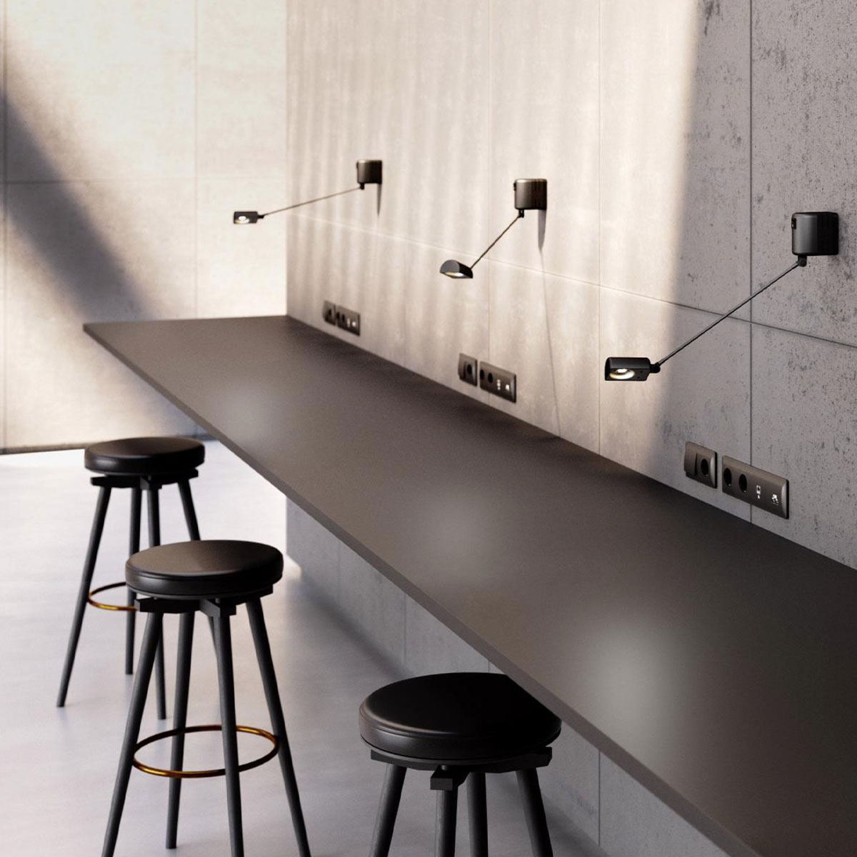 Lumina Daphine Parete 35 LED Wandleuchte, T: 35 cm, Schwarz soft, Warmweiß 3000K Metall – Designer Wandleuchte, Lumina Lampe für Wohnzimmer