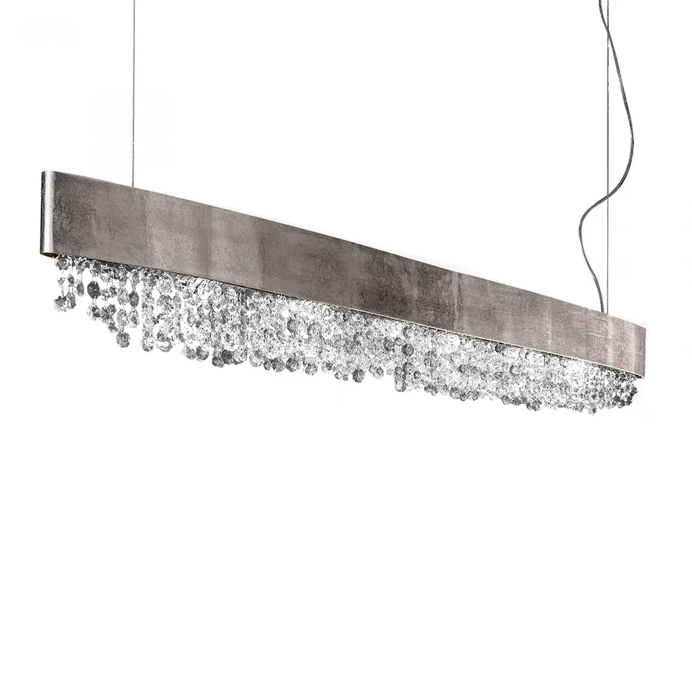 Olà S8 OV 210 Pendelleuchte, Blattsilber, L: 210 cm, LED-Modul