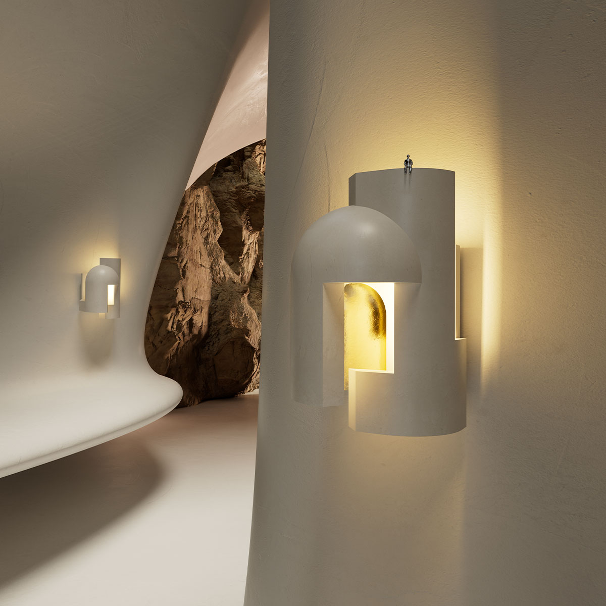 Soul Story 1 Wandleuchte, H: 28,7 cm Weiß – zeitlose Designerlampe des Herstellers DCW Editions geeignet für den Eingangsbereich Soul Story 3 Wandleuchte, H: 28,7 cm Weiß & Gold in Weiß Gold – elegante Designerlampe aus dem Hause DCW Editions geeignet für den Eingangsbereich