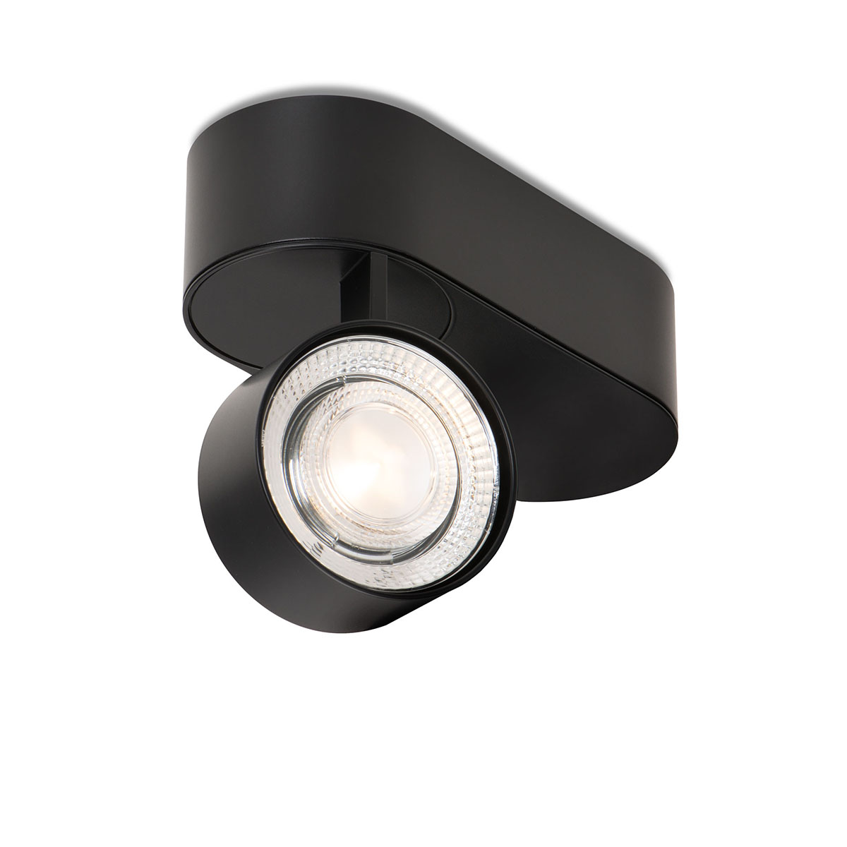 Wittenberg 4.0, wi4-ab-1ov Aufbaustrahler, Schwarz matt, Extra-Warmweiß 2700K, Spot 12°, Phase Cut Wittenberg 4.0, wi4-ab-1ov Aufbaustrahler, Schwarz matt, Warmweiß 3000K, Flood 38°, Bluetooth