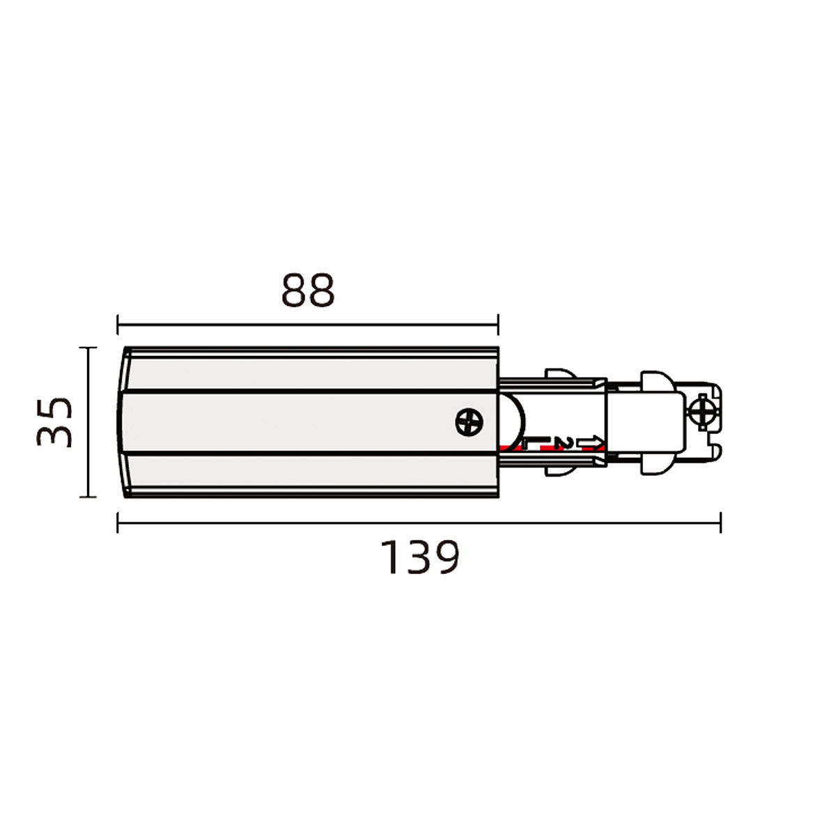 3-Phasen DALI Seiteneinspeiser, Weiß, Erde links