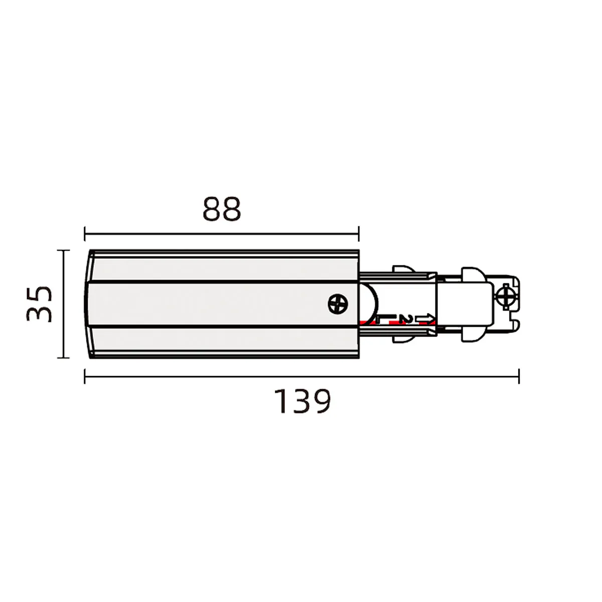 3-Phasen DALI Seiteneinspeiser, Weiß, Erde links