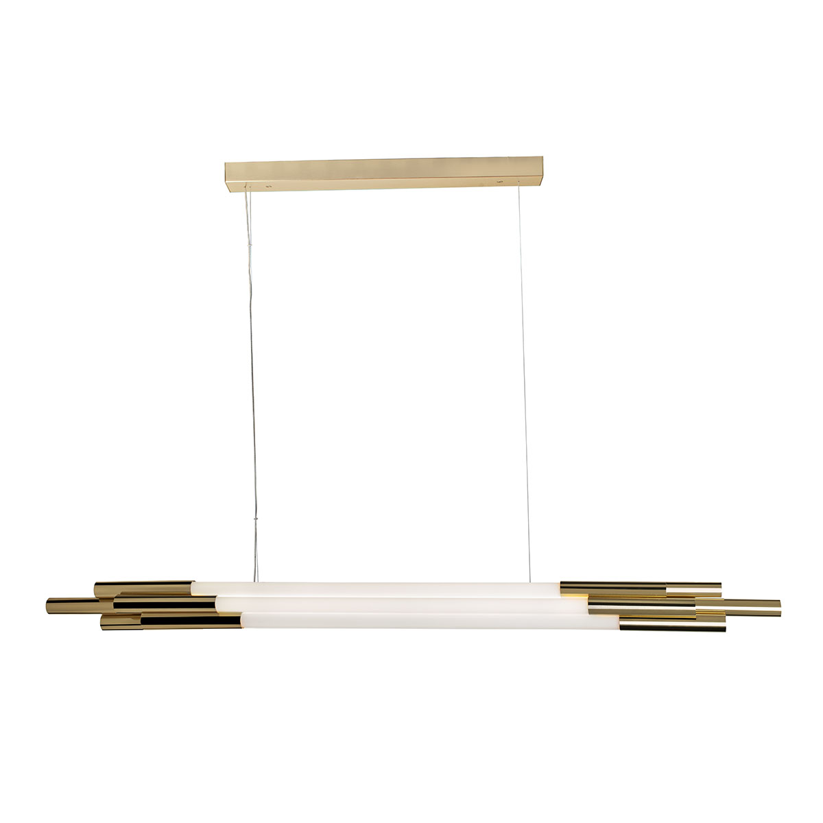 Org Pendant Horizontal Pendelleuchte L: 130 cm in Gold Weiß – stilvolle Designerlampe aus dem Hause DCW Editions passt perfekt ins Wohnzimmer