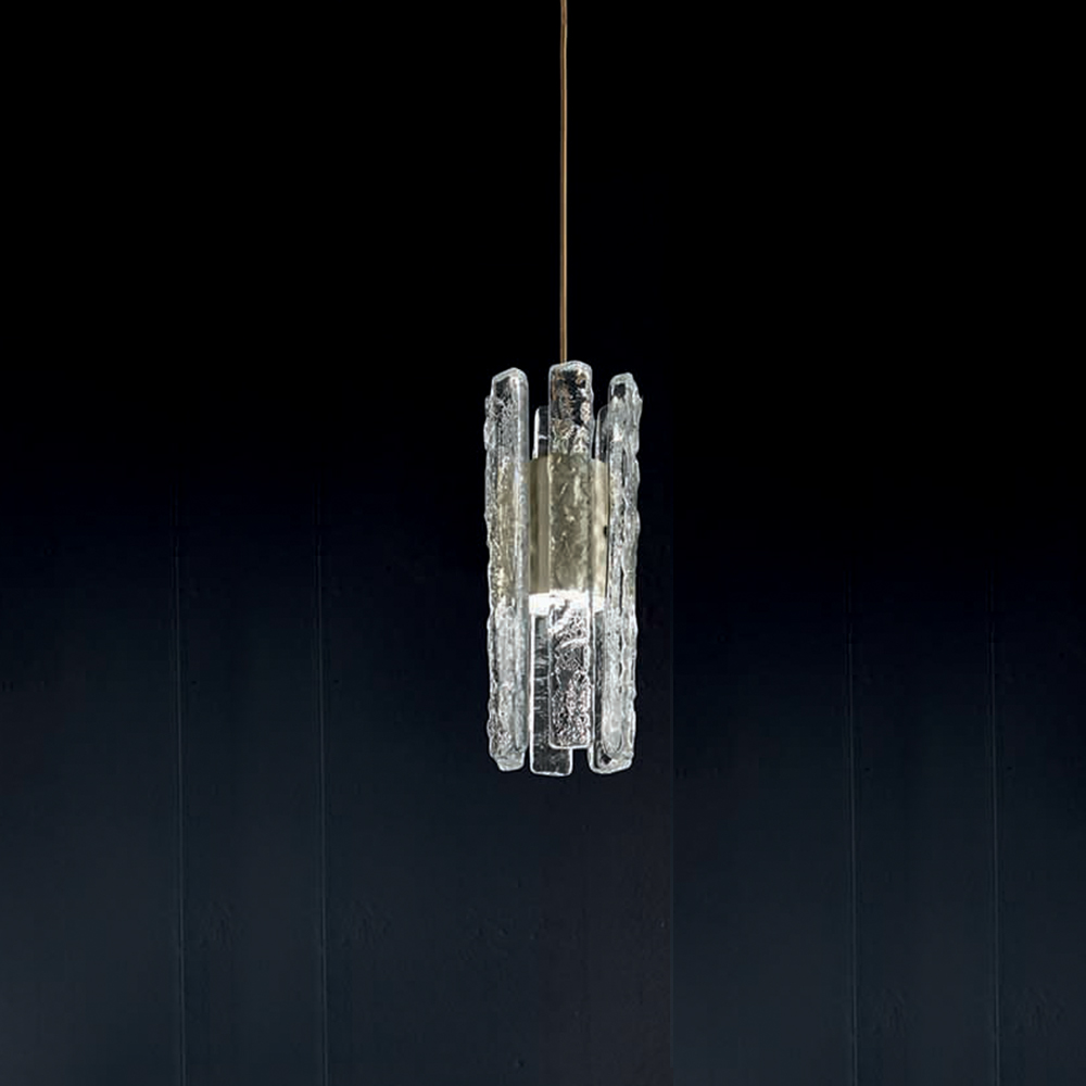 Masiero Vegas S RD12 Pendelleuchte Pendelleuchten - elegantes Designerlicht aus Glas und Metall, Farbe Transparent