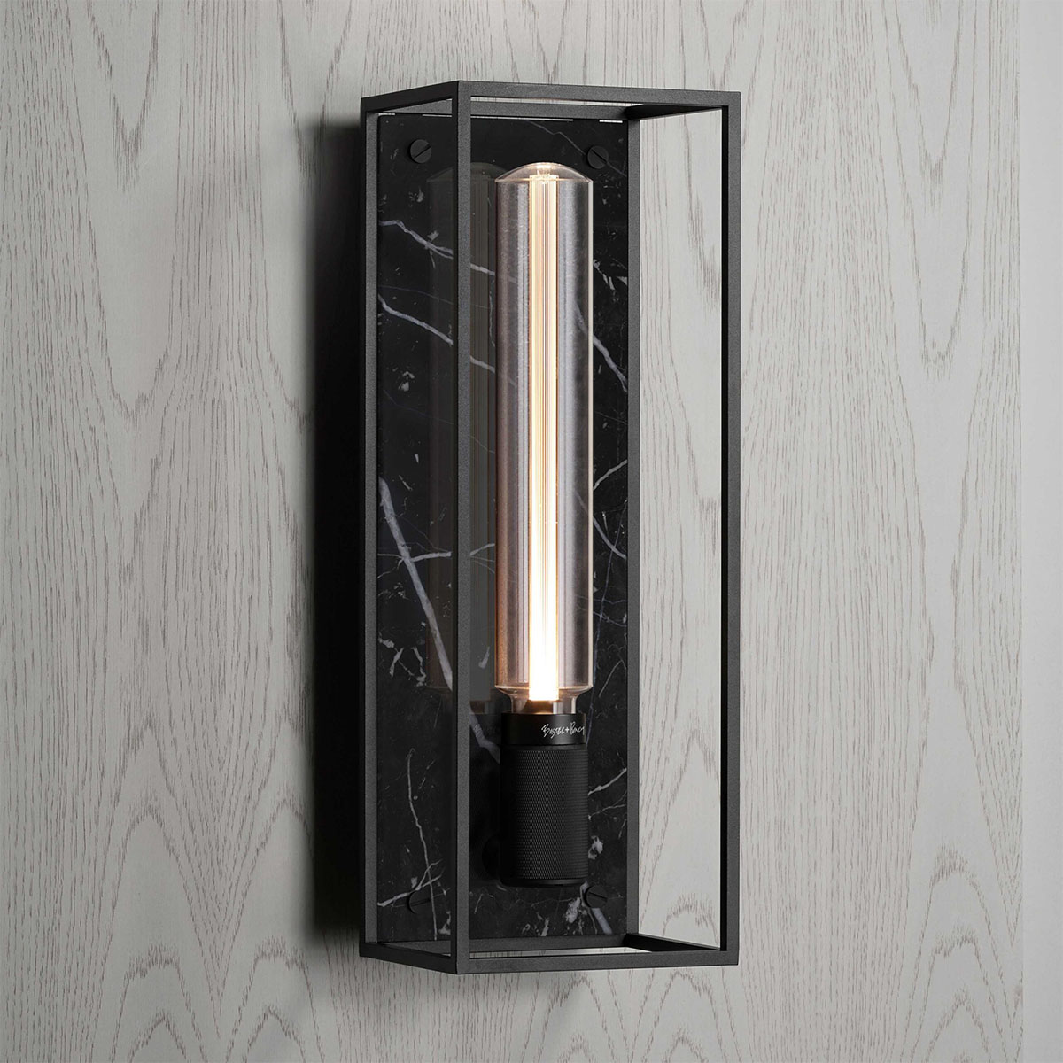 Caged Wall Light Large, Black Marble Caged Wall Light Large, Black Marble
