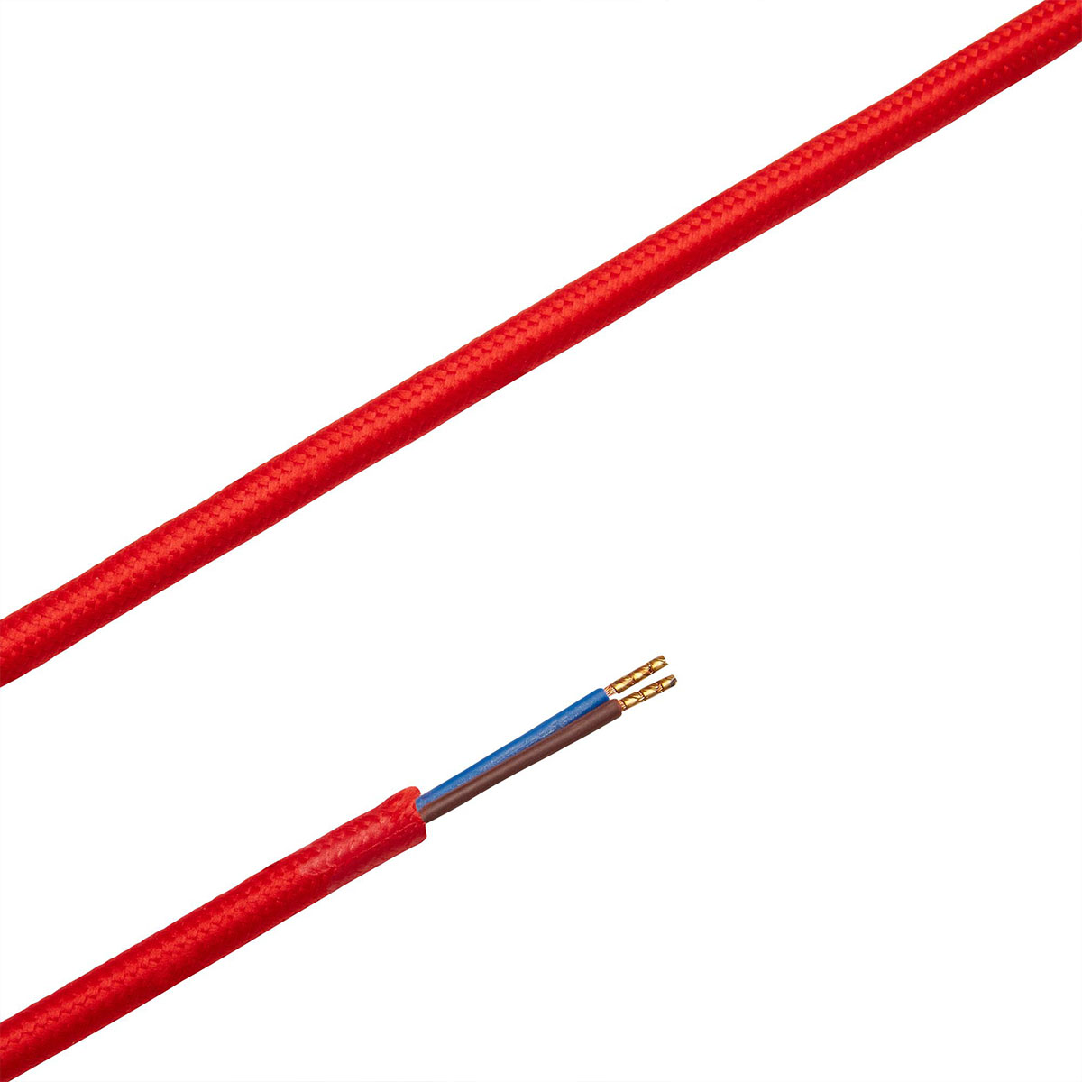 Textilkabel für Lampe, 2 Meter Stoffkabel 2-adrig (2 x 0,75mm²), Rot