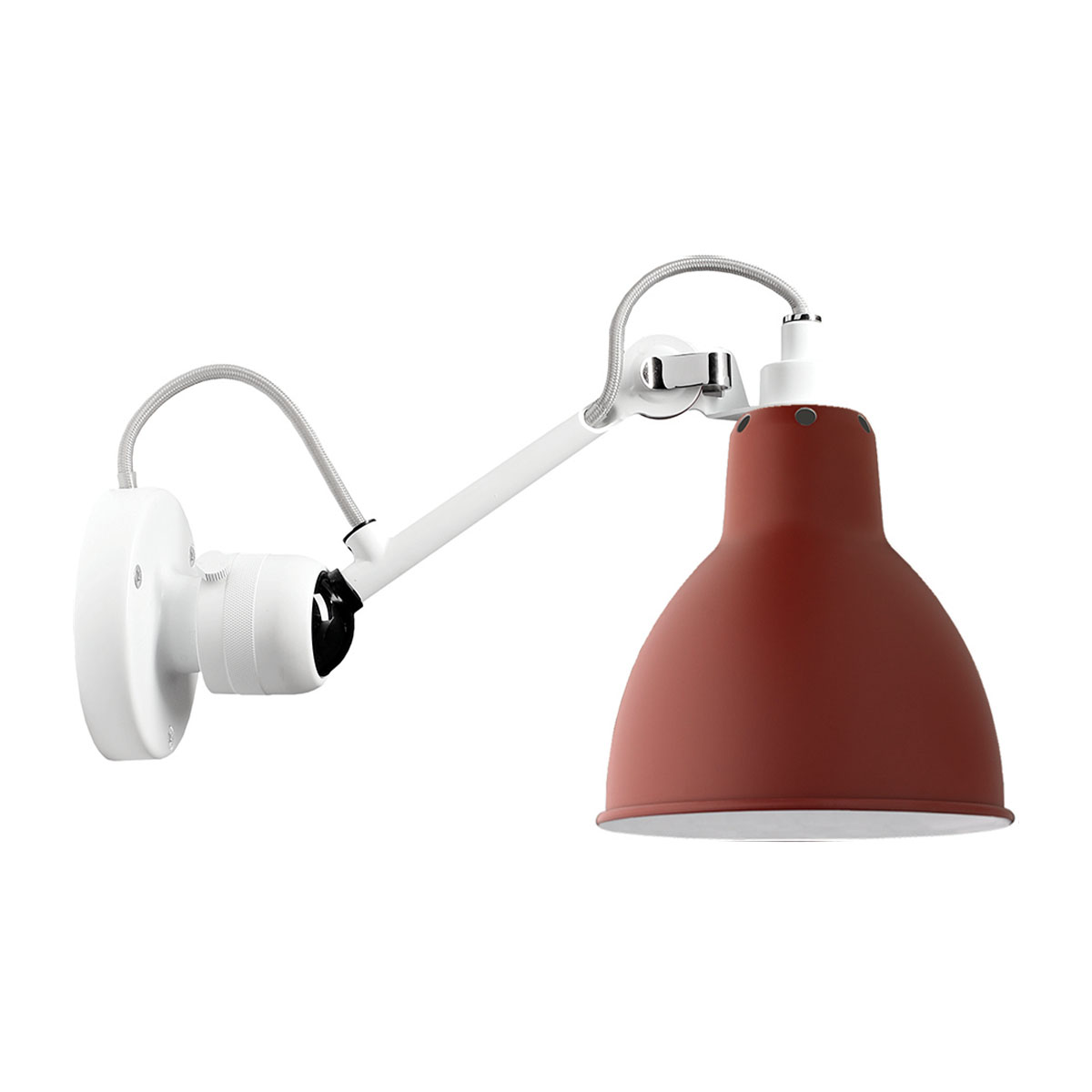 Lampe Gras N° 304 Wandleuchte, T: 15 cm Schirm Rot Weiß Rund in Weiß Rot – zeitloses Design des Herstellers DCW Editions für den Flur