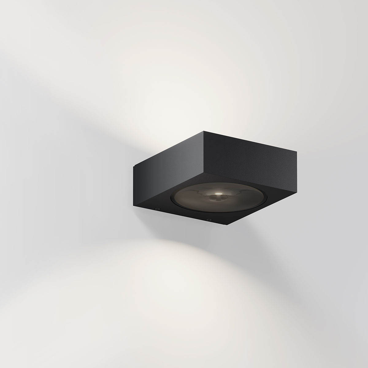 IP44.de luci Wandleuchte, H: 5,3 cm, T: 16 cm, Deep Black Rechteckige außen Wandleuchte mit Up Down Licht schwarz