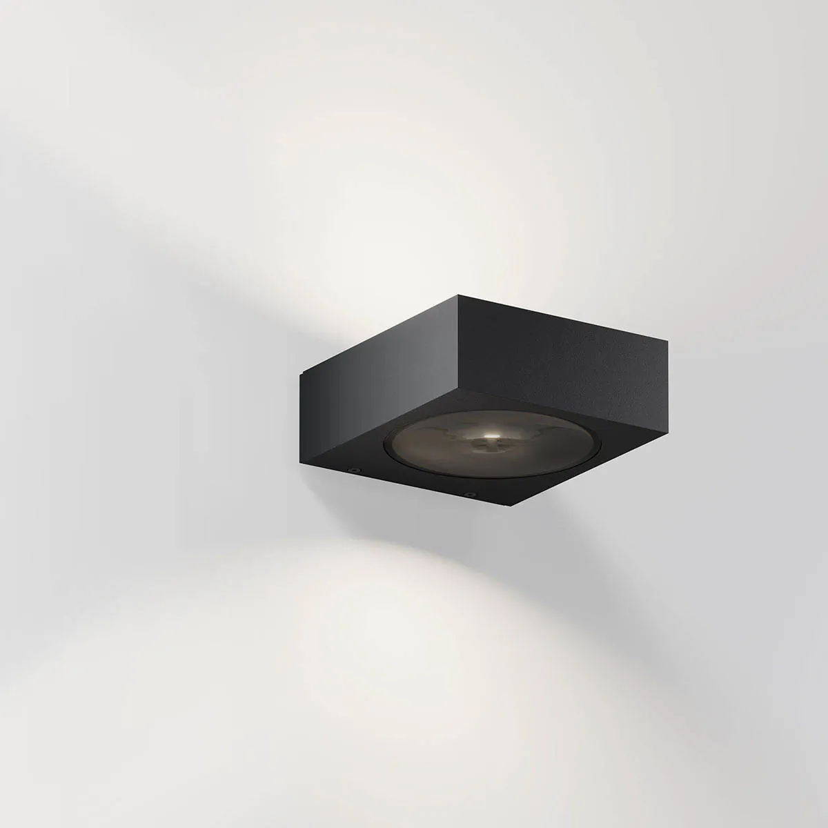 luci Wandleuchte, H: 5,3 cm, T: 16 cm, Deep Black Rechteckige außen Wandleuchte mit Up Down Licht schwarz