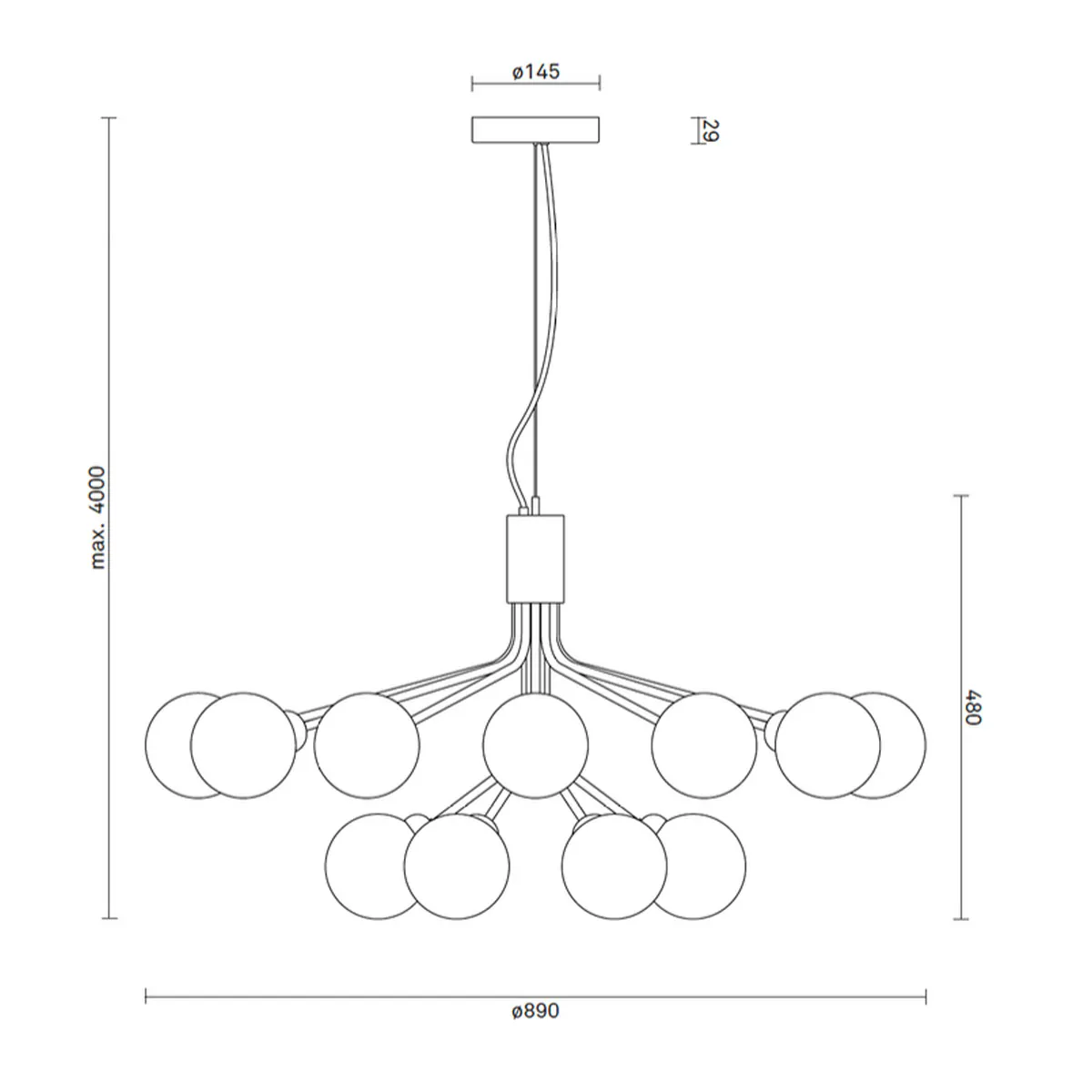Apiales 18 Pendelleuchte, Ø: 89 cm, Schwarz satiniert & Rauchglas