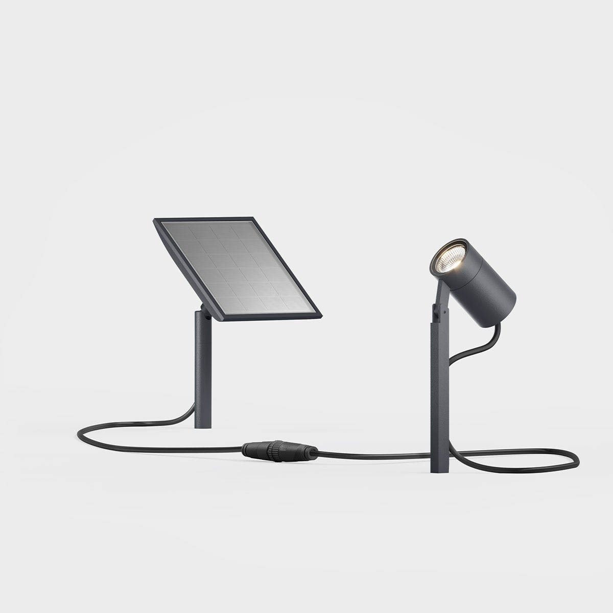 Kleine Erdspießleuchte für außen mit Solarpanel in der Farbe anthrazit