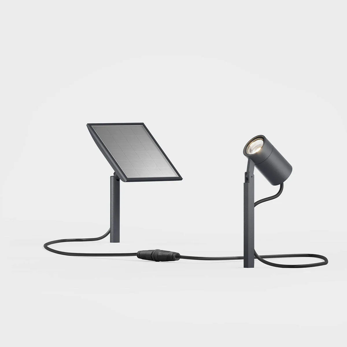 Kleine Erdspießleuchte für außen mit Solarpanel in der Farbe anthrazit