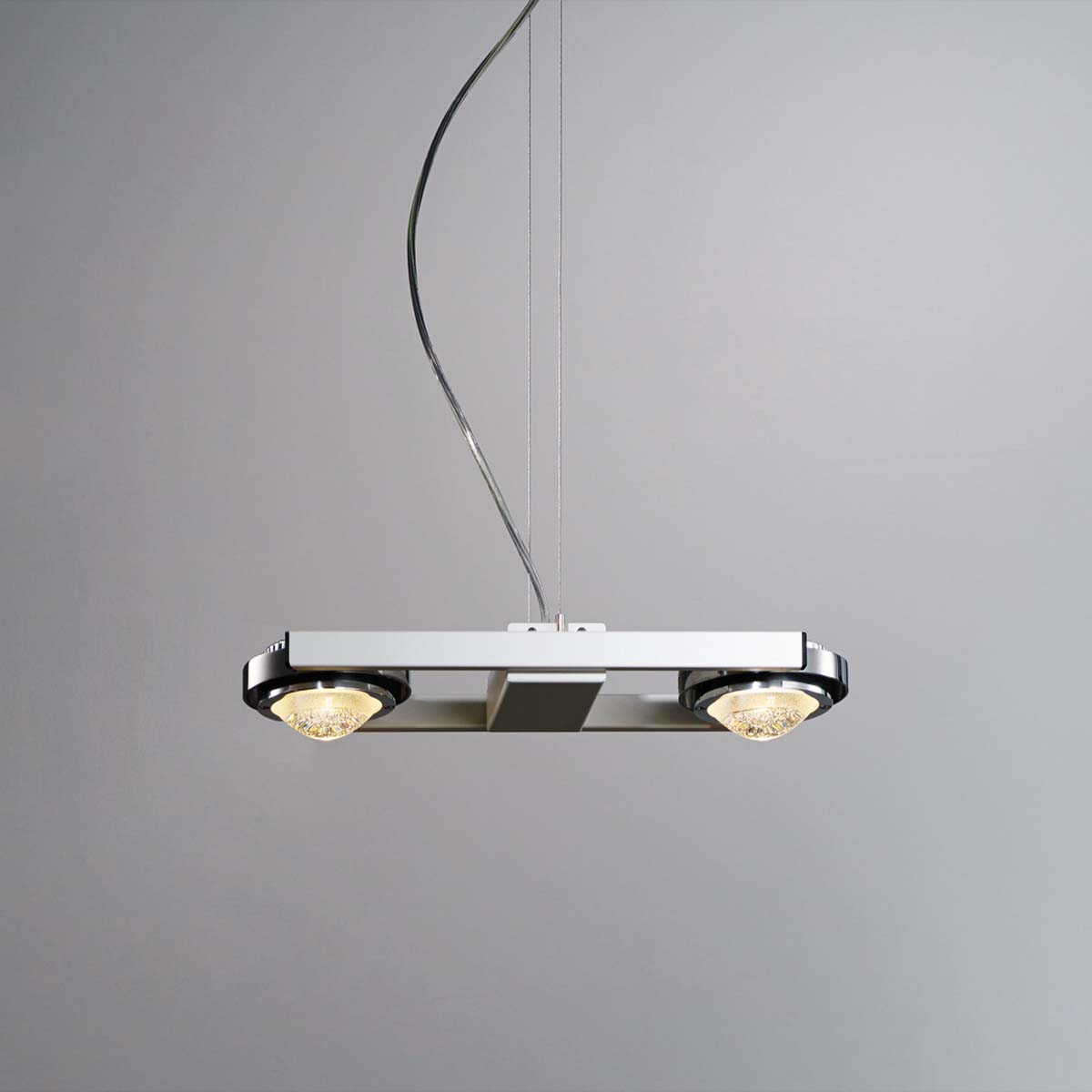 Ocular 2 Pendelleuchte, L: 35 cm, B:13,8 cm, Weiß Moderne und längliche Pendelleuchte mit zwei Linsen in der Farbe weiß