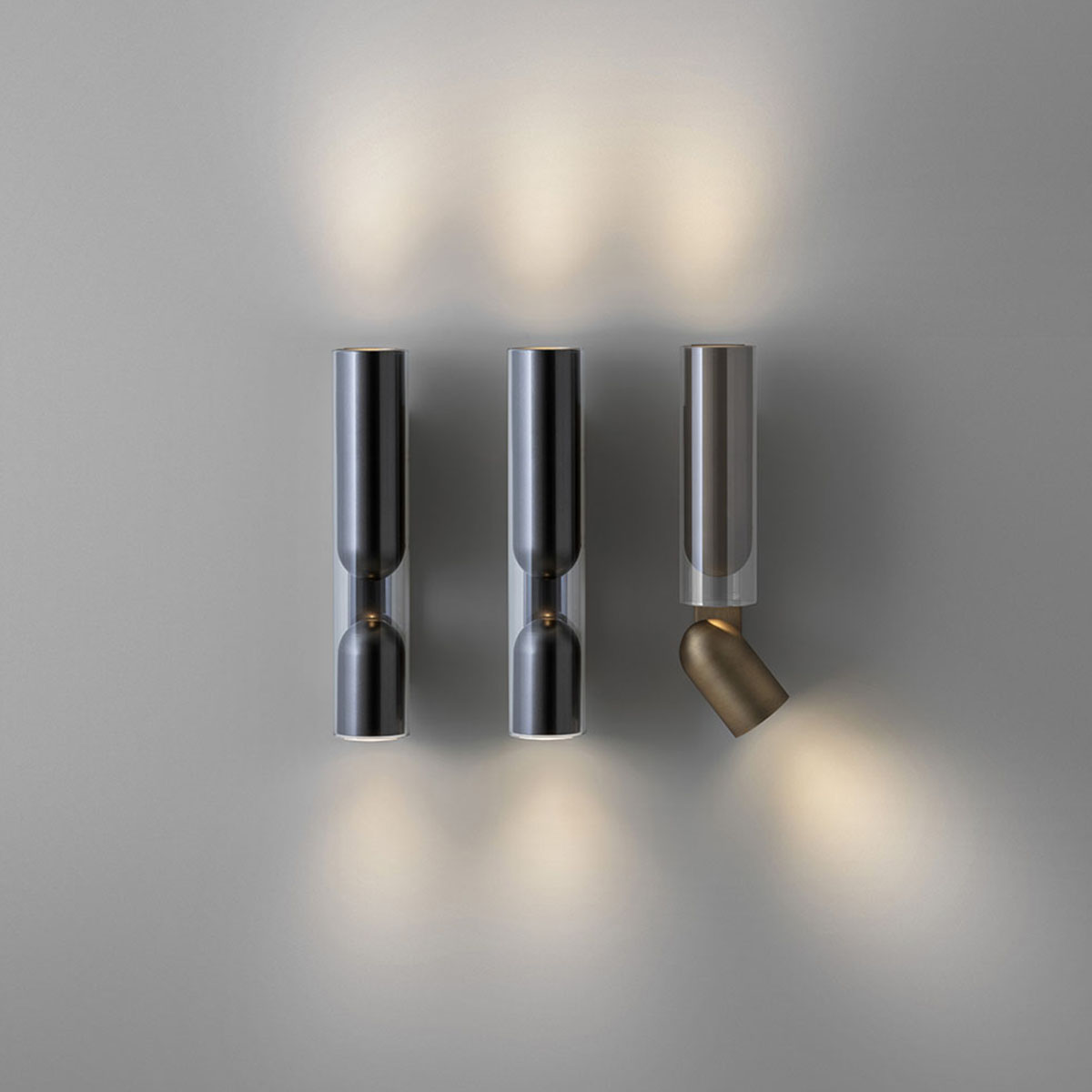 Clash 1699-30 Wandleuchte H: 30 cm, Brushed Bronze, Fix Clash 1699-31 Wandleuchte H: 30 cm, Schwarz Matt, Schwenkbar
