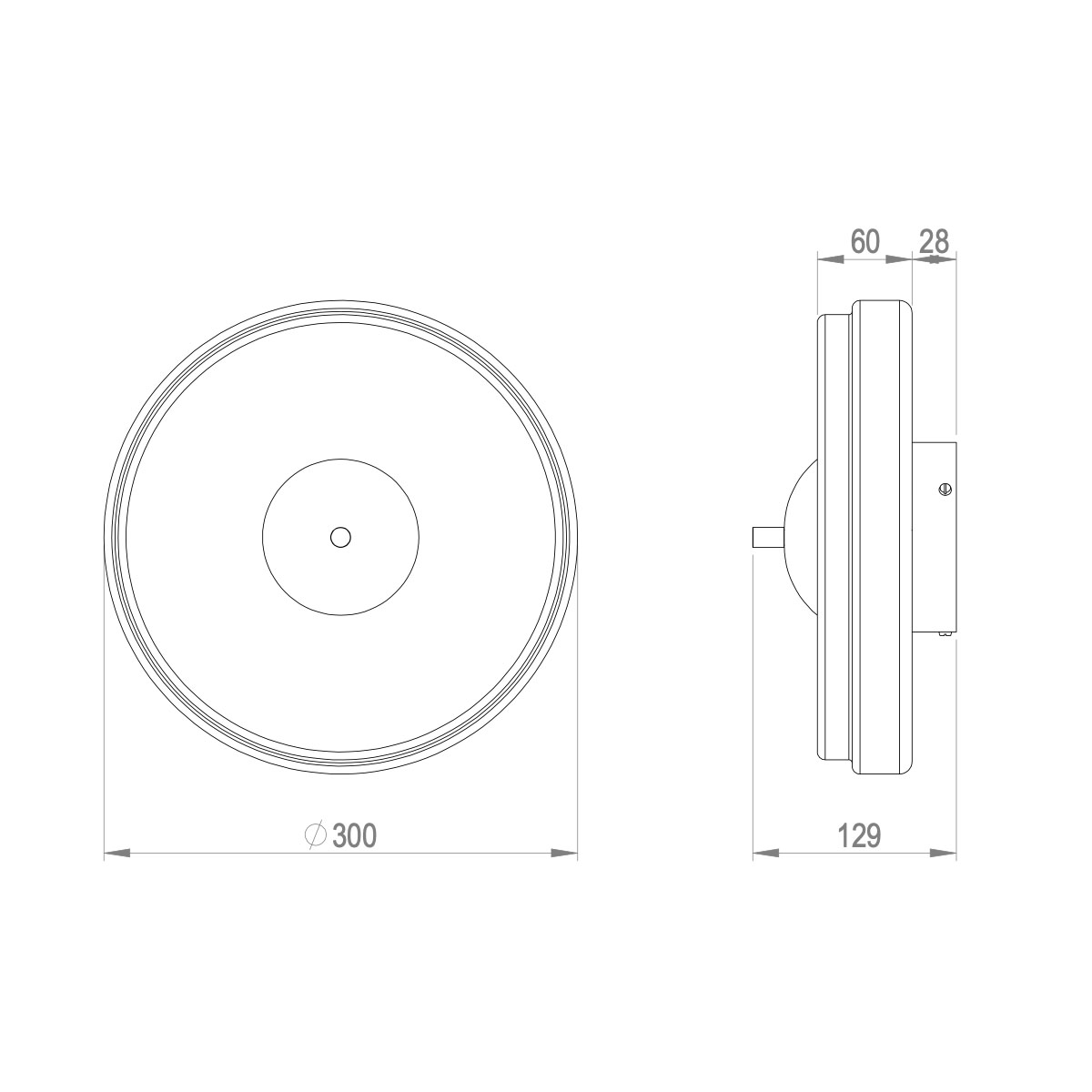 Technische Zeichnung Bert Frank Trave Wandleuchte, Ø: 30 cm, Grün Technische Zeichnung Bert Frank Trave Wandleuchte, Ø: 30 cm, Weiß
