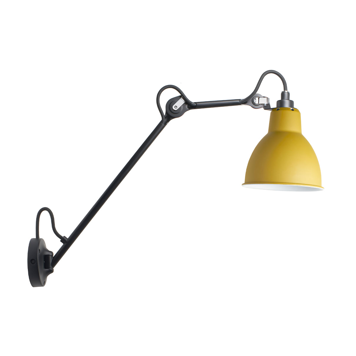 Lampe Gras N° 122 Wandleuchte, T: 58,4 cm Schwarz, Schirm Gelb