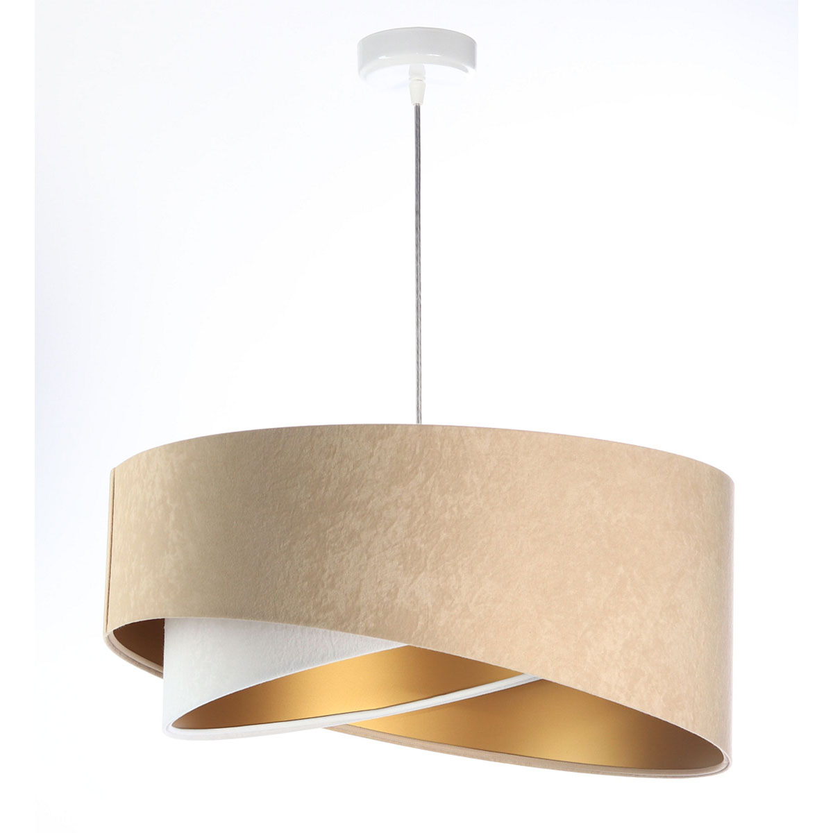 Pendelleuchte, Ø: 50 cm, Beige, Weiß, Gold