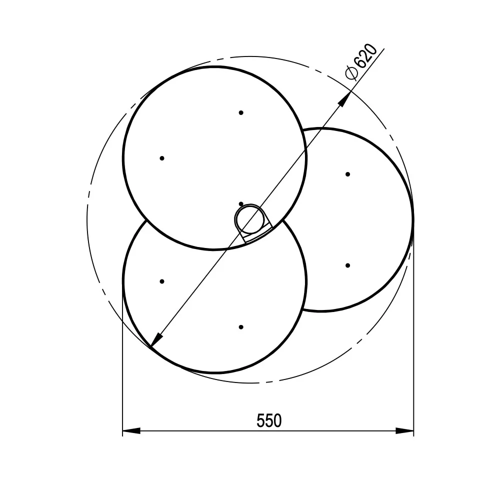 Technische Zeichnung Bert Frank Triac Pendelleuchte, Ø: 62 cm, Opal