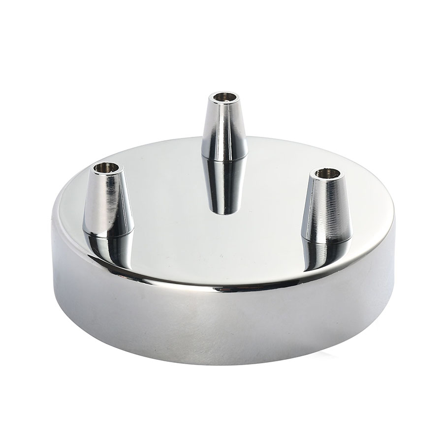 Lampen Baldachin Metall 3-fach Chrom, Ø: 10 cm x H: 2,5 cm