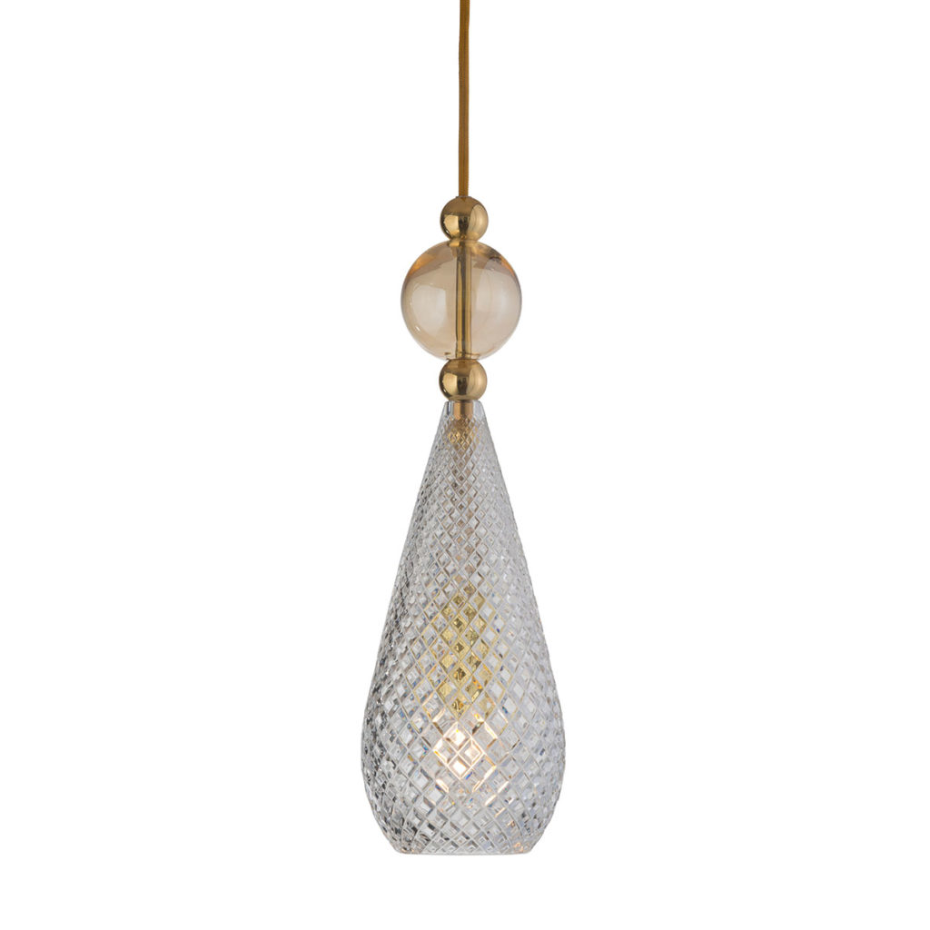 Ebb & Flow Smykke Pendelleuchte M Ø 12,5 cm Smykke Pendelleuchte M Ø 12,5 cm, Golden Smoke Gold, Kristallglas Golden Smoke Pendelleuchten – skandinavische Glaslampe, nachhaltige Beleuchtung für Wohnzimmer