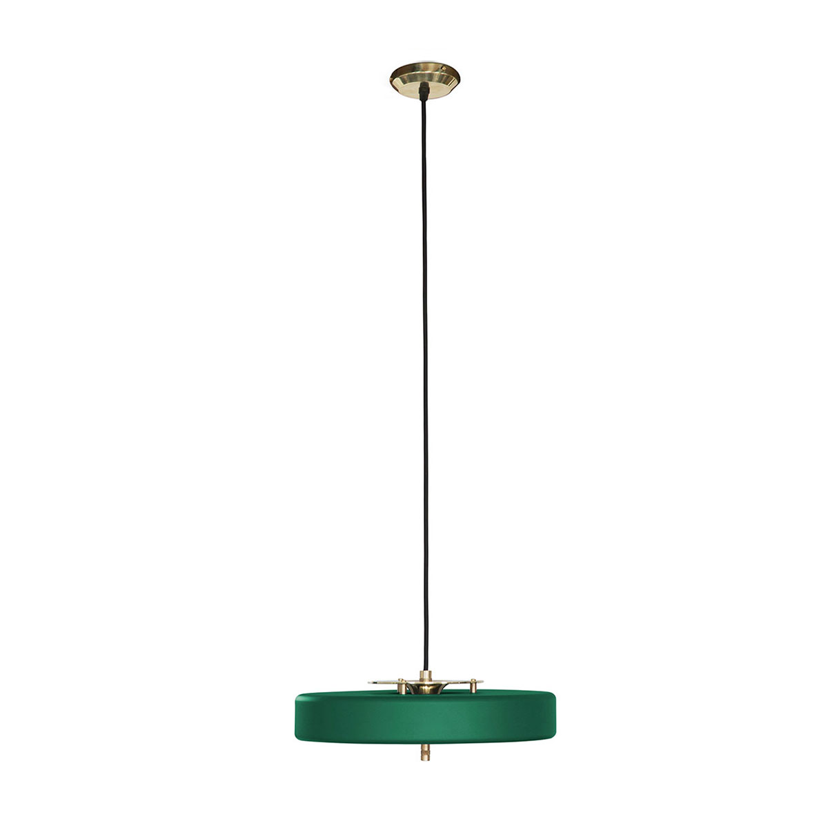 blendfreies Licht: Bert Frank Revolve Hängeleuchte, Ø: 35 cm, Grün, Messing gebürstet – gefertigt aus Messing und gebürstetes Aluminium und Polycarbonat, in Großbritannien produziert, ikonische Revolve-Serie im Art Déco Stil gleichmäßige Beleuchtung: Bert Frank Revolve Hängeleuchte, Ø: 35 cm, Grün, Messing poliert – gefertigt aus Messing und metallische Oberfläche und Polycarbonat, luxuriöse Verarbeitung, ikonische Revolve-Serie im Art Déco Stil