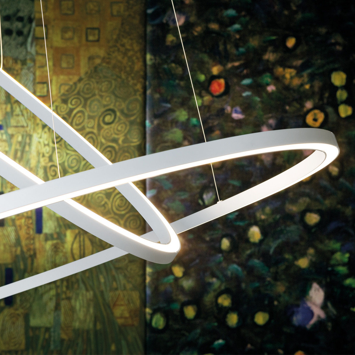 Ellisse Double Pendelleuchte, L: 135 cm, Gold poliert eloxiert, Extra-Warmweiß 2700K