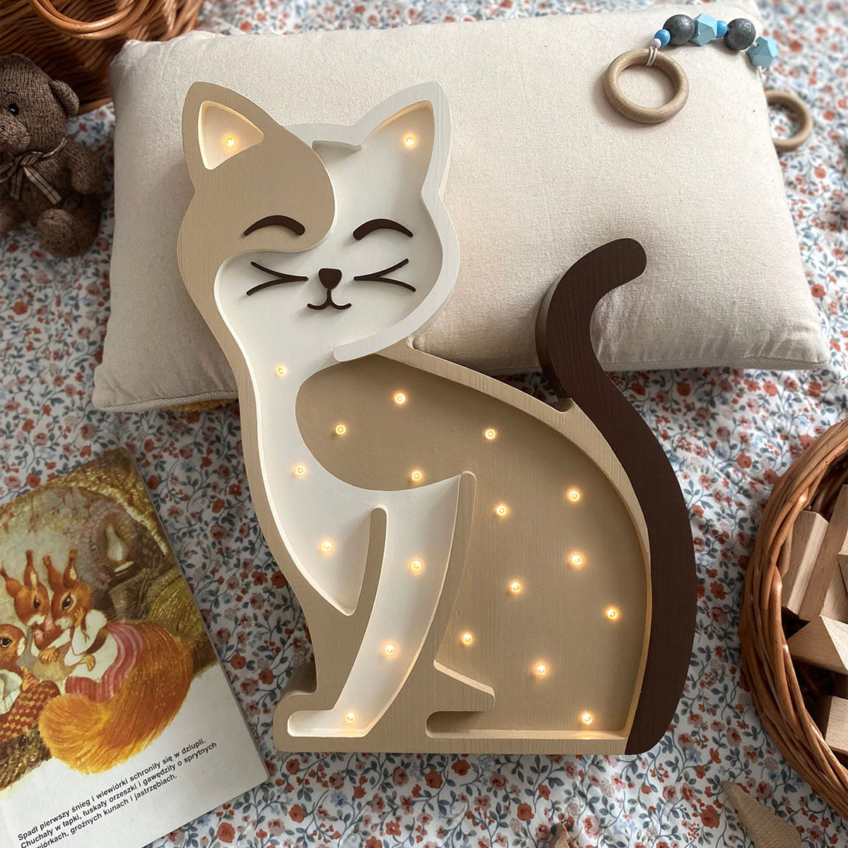 Kinder Nachtlicht Katze, Holz, handgemacht