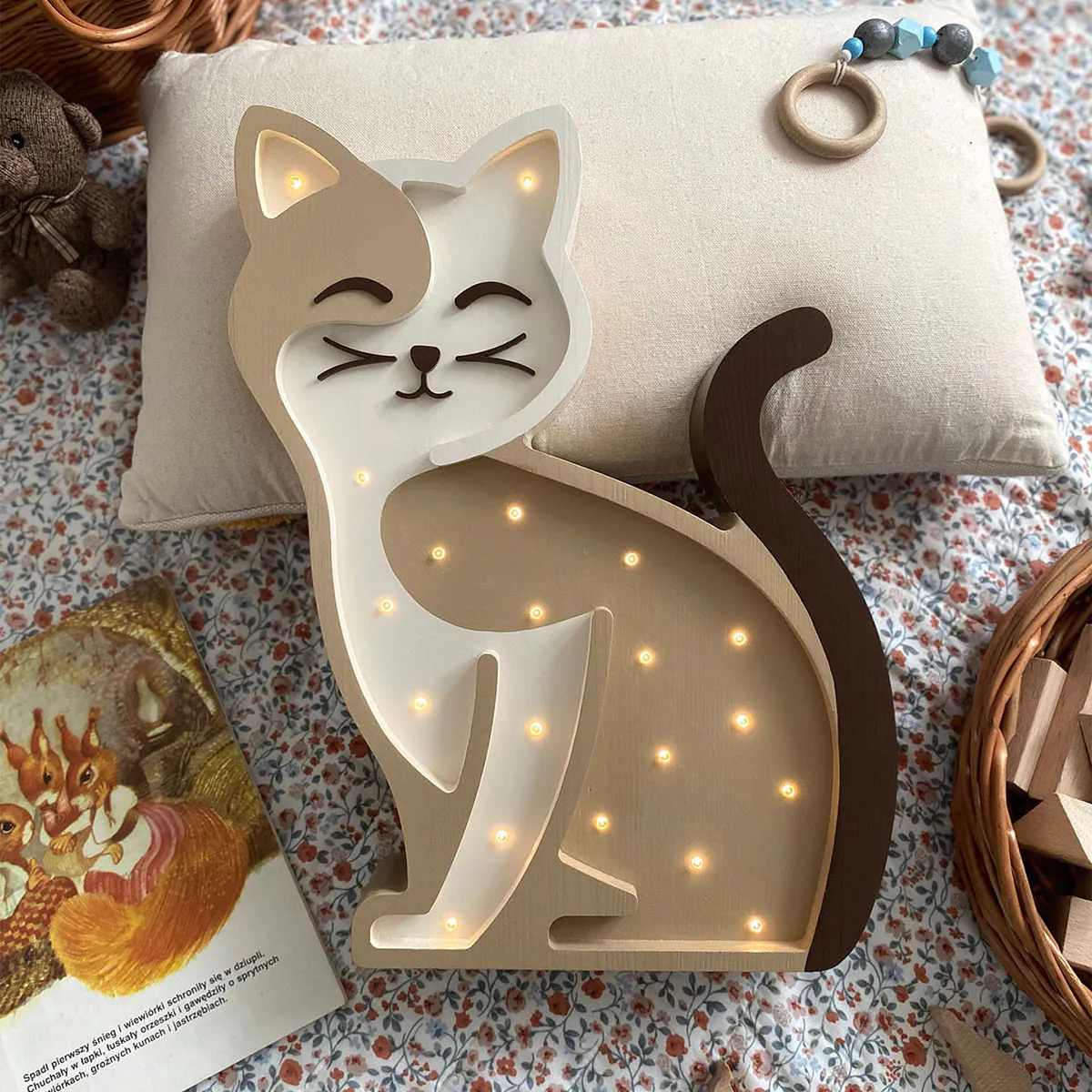 Kinder Nachtlicht Katze, Holz, handgemacht