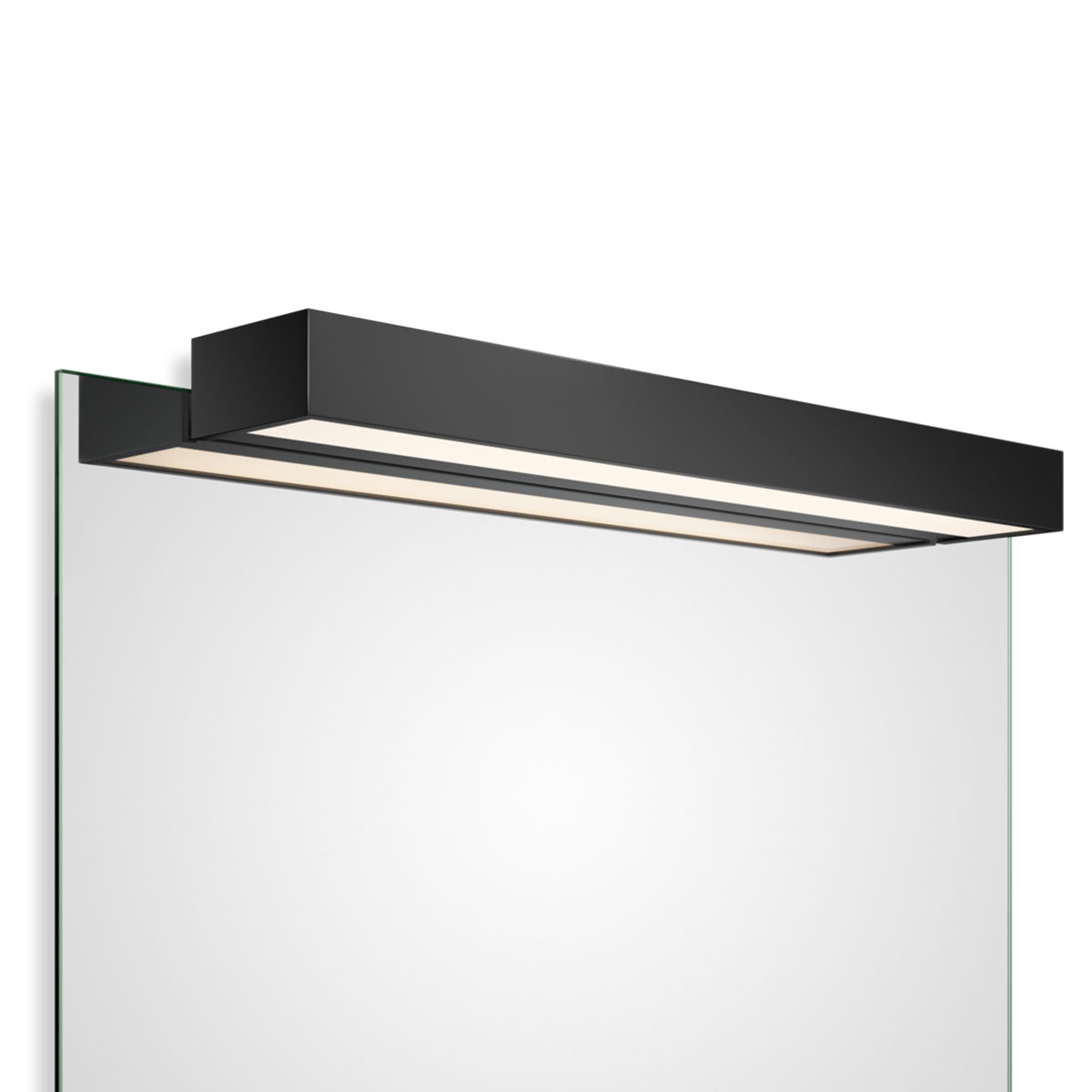 Eleganter Badspiegel mit LED-Beleuchtung – Decor Walther Box 1-60 N LED Spiegel Aufsteckleuchte Bad, Schwarz matt, B: 60 cm, Warmweiß 3000K