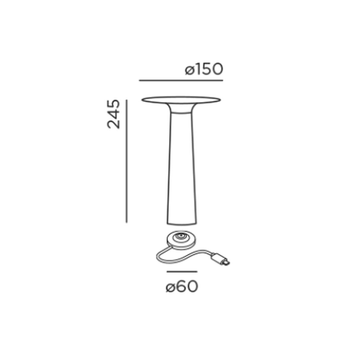 lix Mobile Akku Tischleuchte dim to warm 2700K – 1800K, Ø: 6 cm, H: 24,5 cm, charging base mit USB-C Kabel, True gold IP44.de lix Mobile Akku Tischleuchte dim to warm 2700K – 1800K, Ø: 15 cm, H: 24,5 cm, charging base mit USB-C Kabel, Casambi Jet Black