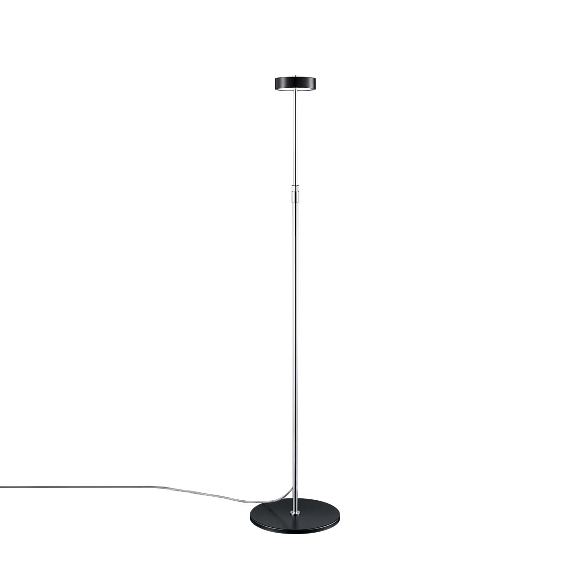 Baulmann Stehleuchte Schwarz, Chrom, H: 120 cm – Schlanke Stehleuchte mit kleinem Schirm in der Farbe chrom