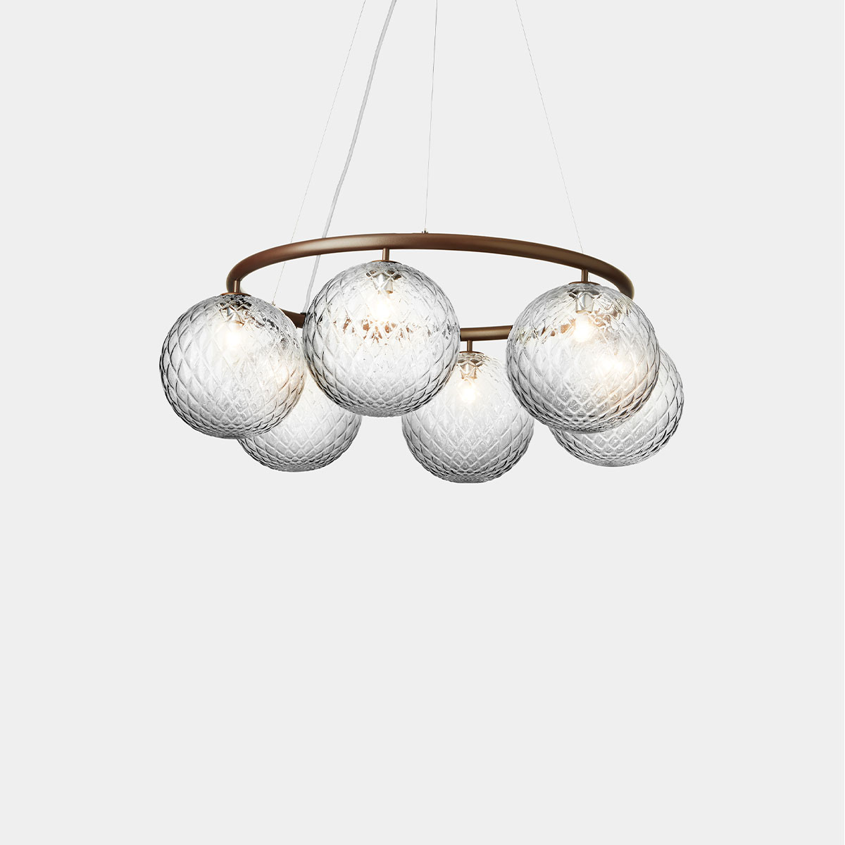 Miira 6 Kronleuchter Ø: 80 cm, Dunkelbronze, Glas transparent Miira 6 Kronleuchter Ø: 80 cm, Dunkelbronze, Glas transparent