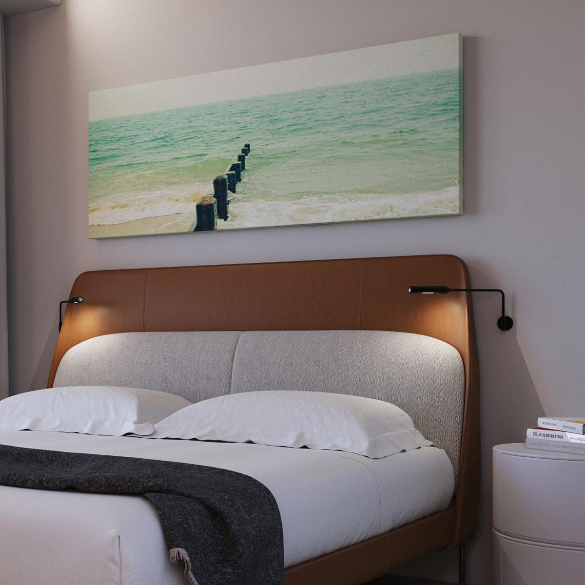 Flo Wall Wandleuchte, Schwarz soft, Warmweiß 3000K, mit Kabel und Stecker Flo Wall M Wandleuchte, Gunmetal, Extra-Warmweiß 2700K, ohne Kabel