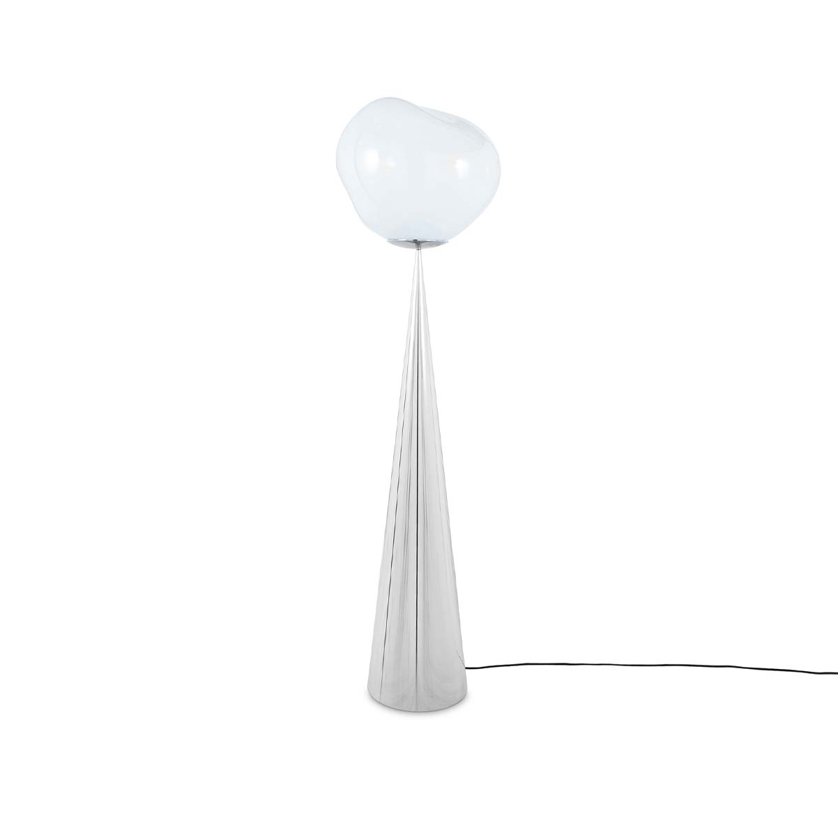 Tom Dixon Melt Cone Fat LED Stehleuchte, Opal, Silber, H: 174,5 cm Tom Dixon Melt Cone Fat LED Stehleuchte, Opal, Silber, H: 174,5 cm