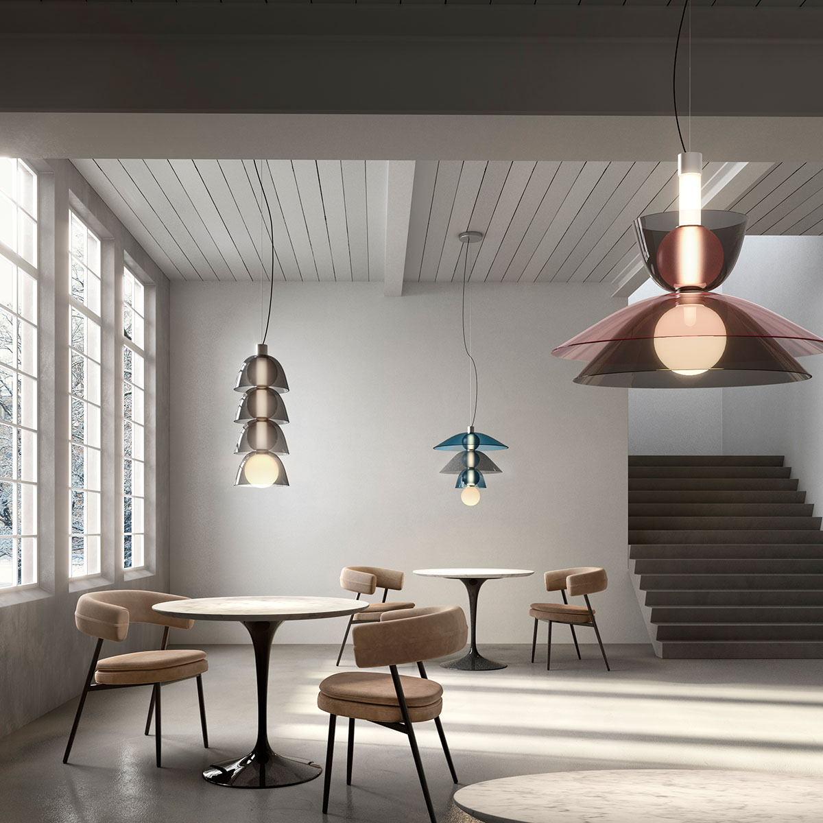 Penta Light Gems Tall Pendelleuchte Hängeleuchte – mundgeblasenes Glas in Warm neutral, stilvolles Highlight, eleganter Lichtschein, geeignet fürs Schlafzimmer, ideal über Esstisch, Küche oder Wohnzimmer Penta Light Gems Short Pendelleuchte Hängelampe – handgefertigtes Glas in Warm color,, angenehmer Lichtschein, setzt Akzente in der Küche, ideal über Esstisch, Küche oder Wohnzimmer